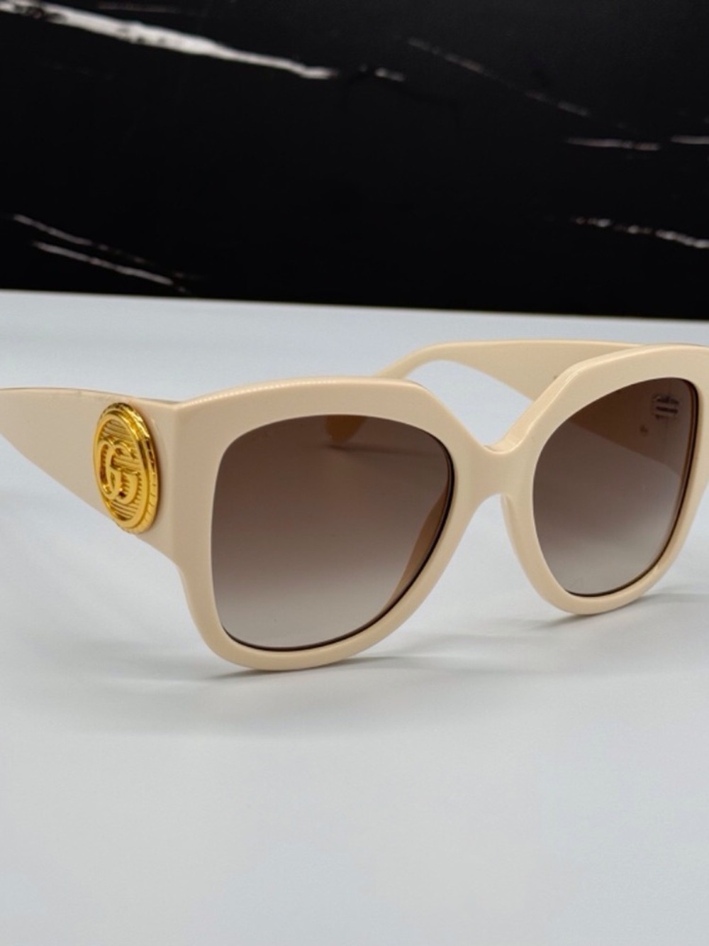 NEW GG1407S 004 GUCCI SQUARE IVORY BROWN WOMEN SUNGLASSES GUCCI
